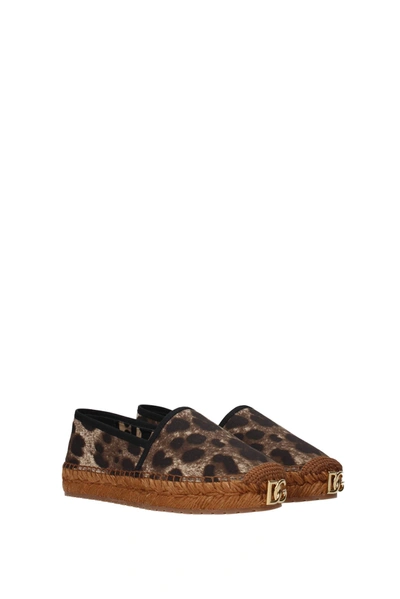 Shop Dolce & Gabbana Espadrilles Fabric Brown Leopard
