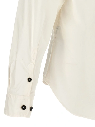 Shop C.p. Company Gabardine Shirt With Logo Badge Shirt, Blouse White