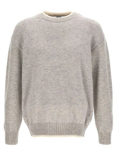 Shop Msgm Logo Embroidery Sweater Sweater, Cardigans Gray
