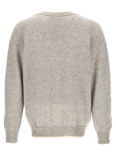 Shop Msgm Logo Embroidery Sweater Sweater, Cardigans Gray