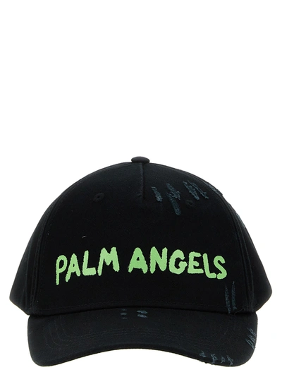 Shop Palm Angels Seasonal Logo Hats Black