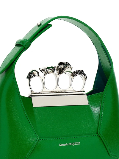 Shop Alexander Mcqueen The Jewelled Hobo Mini Hand Bags Green