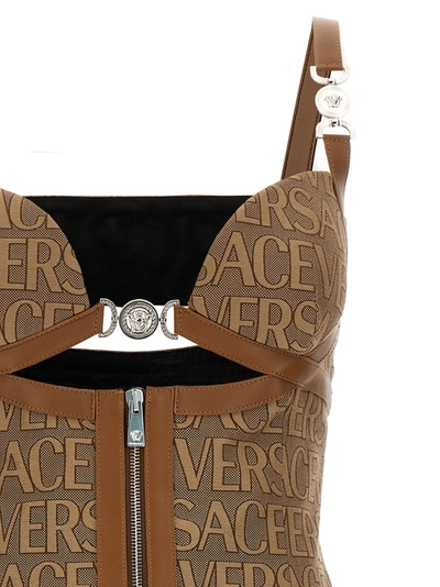 Shop Versace Allover Dresses Beige