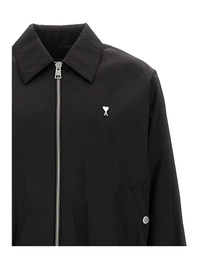 Shop Ami Alexandre Mattiussi Black Jacket With Adc Logo In Cotton Blend Man