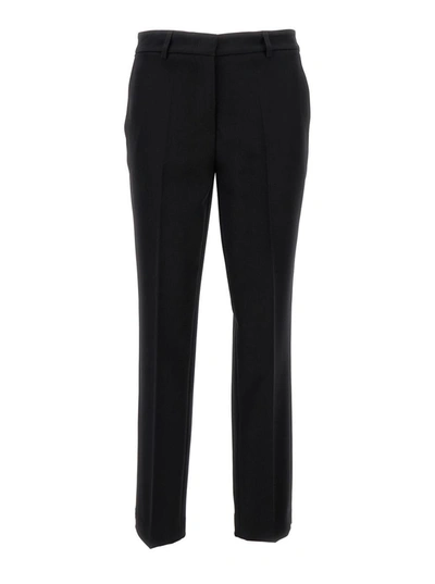 Shop Plain Black Tailored Cigarette Cut Trousers In Stretch Fabric Woman