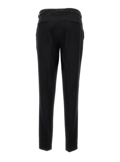 Shop Plain Black Tailored Cigarette Cut Trousers In Stretch Fabric Woman