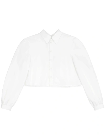 Shop Mm6 Maison Margiela Double Layer Crop Shirt In White