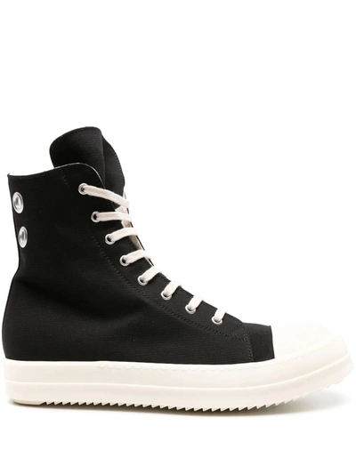 Shop Rick Owens Drkshdw High-top Cotton Sneakers In Black