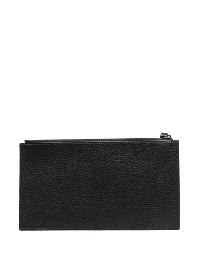 Doucal's Grained Leather Wallet In Black