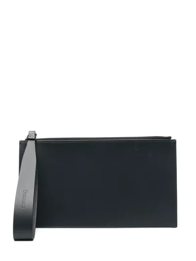 Doucal's Grained Leather Wallet In Blue