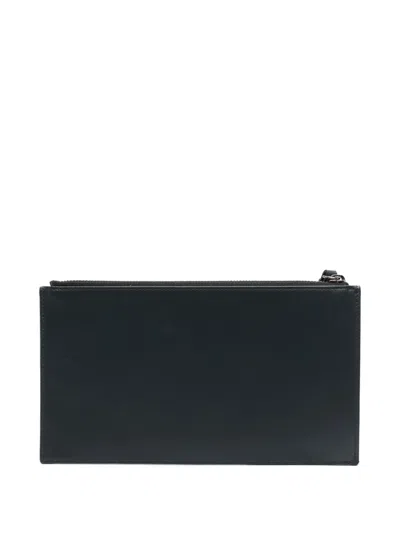 Doucal's Grained Leather Wallet In Blue