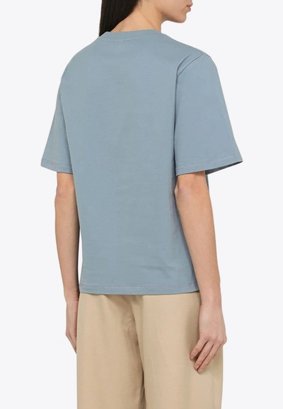 By Malene Birger Large Round Neck Blue T Shirt In Organic Cotton In Light Blue