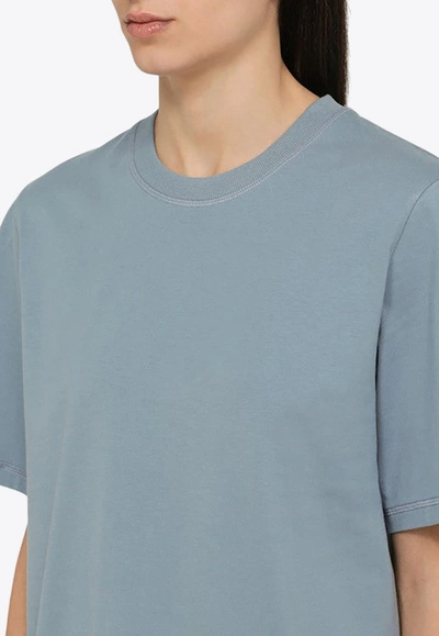 By Malene Birger Large Round Neck Blue T Shirt In Organic Cotton In Light Blue