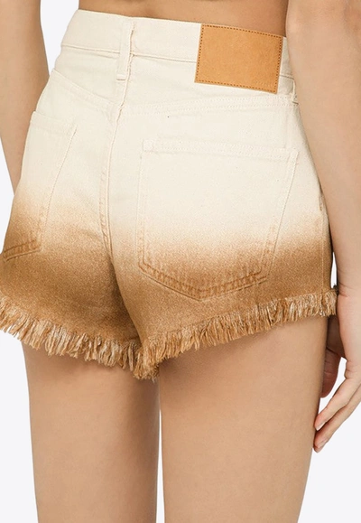Shop Alanui Bright Hues Mini Denim Shorts In Cream