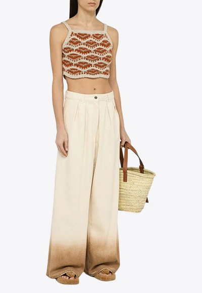 Shop Alanui Bright Hues Wide-leg Jeans In Cream