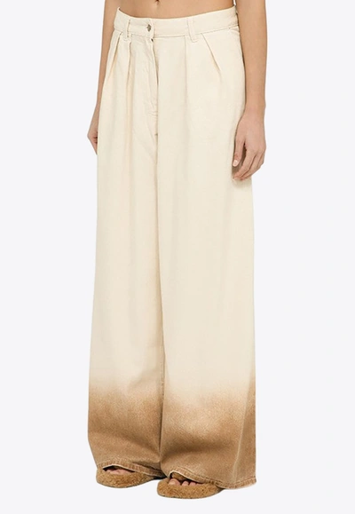 Shop Alanui Bright Hues Wide-leg Jeans In Cream