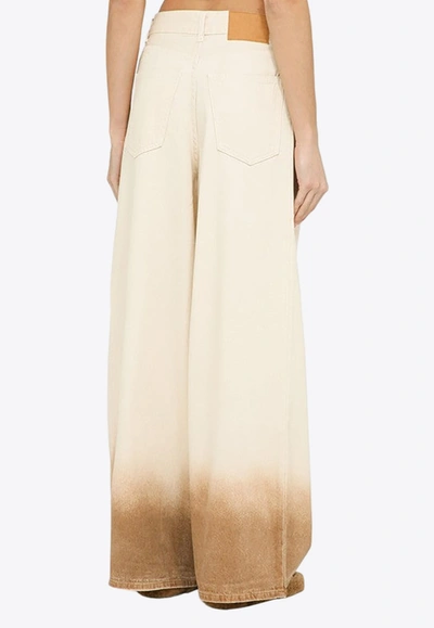 Shop Alanui Bright Hues Wide-leg Jeans In Cream