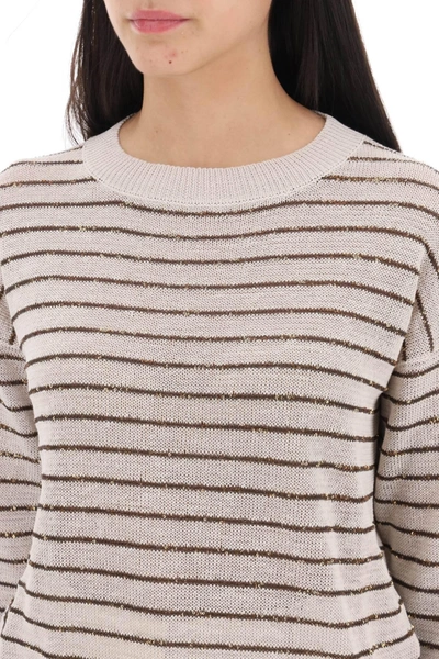 Shop Brunello Cucinelli Dazzling Stripes Cotton Sweater