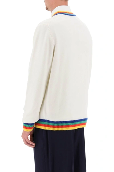 Shop Casablanca Rainbow Heart Virgin Wool Sweater