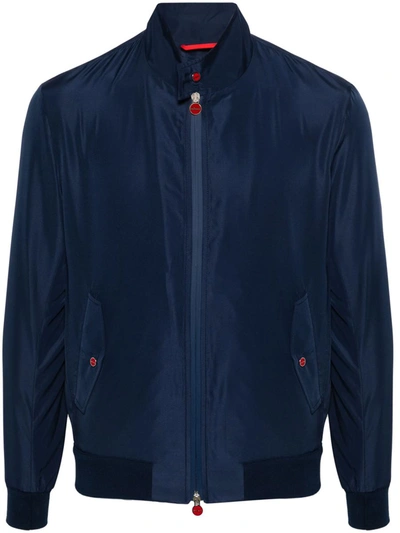 Shop Kiton Lightweight Jacket With Zip In Blue