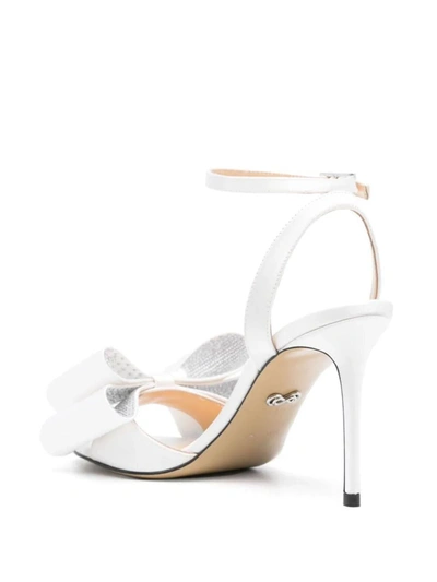 Shop Mach & Mach Cadeau Round Toe Satin Sandal Shoes In White