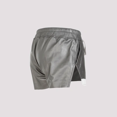 Shop Rick Owens Fog Boxers Metallic Leather Pants In Grey