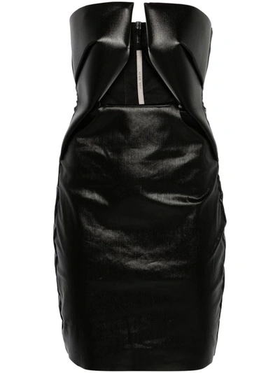 Shop Rick Owens Short Dress With Cut-out In Black