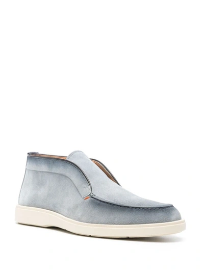 Shop Santoni Digits Loafers Shoes In Blue