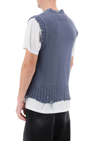 Shop Marni Destroyed Effect Vest In Cotton