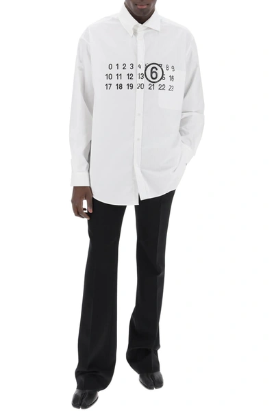 Shop Mm6 Maison Margiela "spliced Shirt With Numerical Graphic