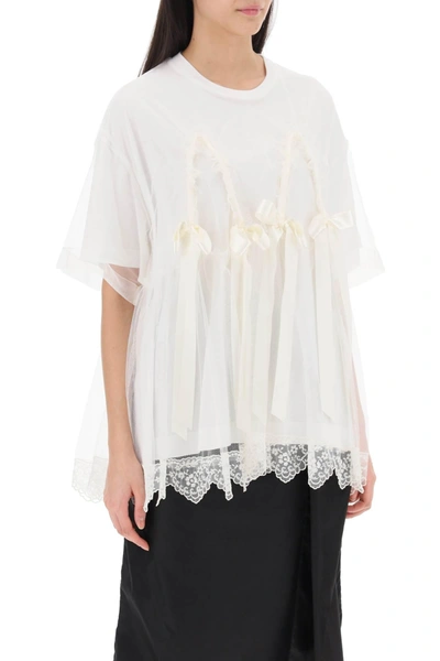 Shop Simone Rocha Tulle Top With Lace And Bows