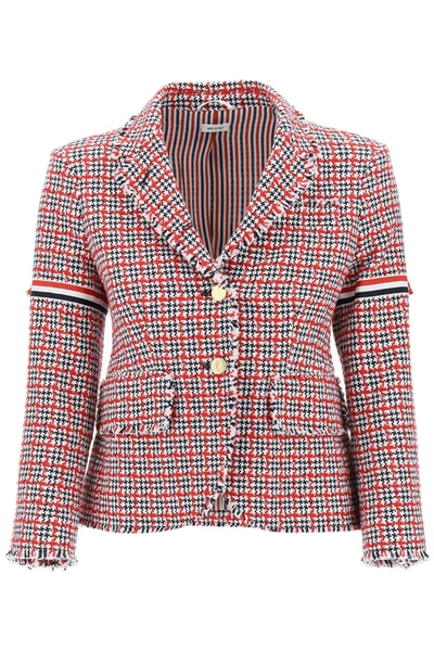 Shop Thom Browne Single Breasted Jacket In Check Tweed