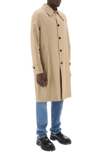 Shop Versace "single Breasted Waterproof Coat With