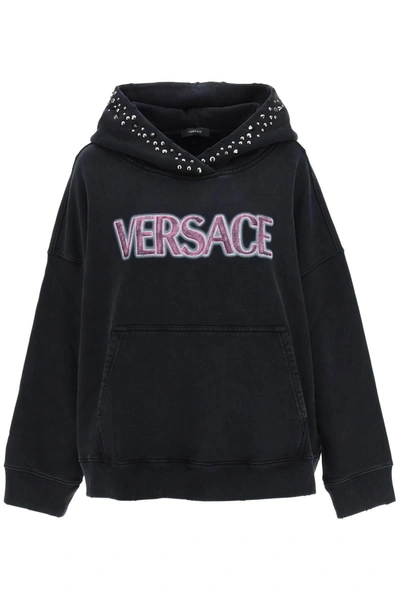 Shop Versace Hoodie With Studs