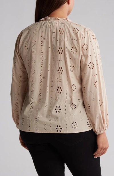 Shop Forgotten Grace Eyelet Blouse In Taupe