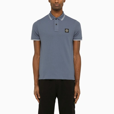 Shop Stone Island | Aviation Coloured Short-sleeved Polo Shirt With Logo In Blue