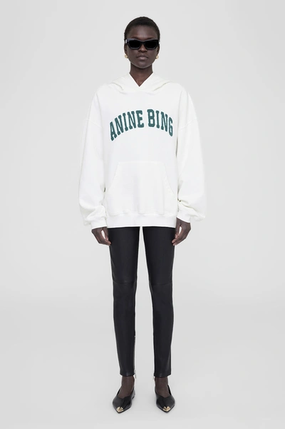 Shop Anine Bing Harvey Sweatshirt In Ivory With Dark Sage