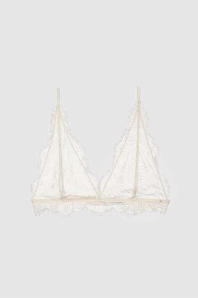 Shop Anine Bing Delicate Lace Bra In Ivory