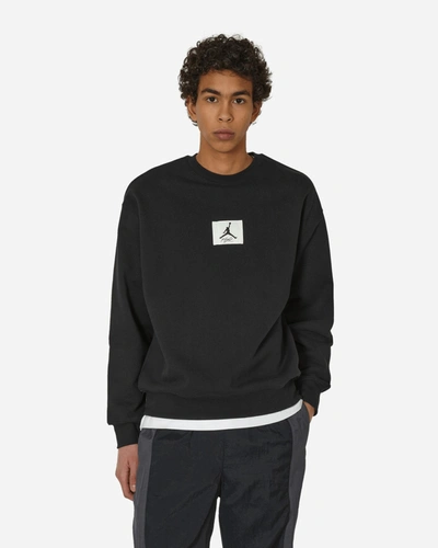 Shop Nike Flight Essentials Fleece Crewneck Sweatshirt Black In White