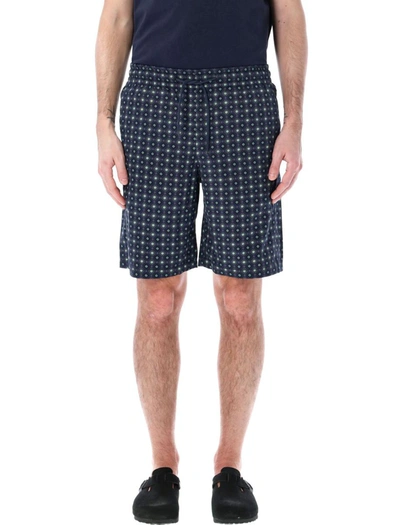 Apc Vincento Geometric-pattern Shorts In Dk Navy