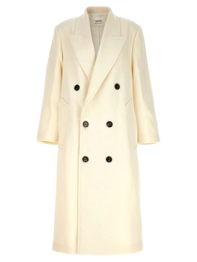 Shop Ami Alexandre Mattiussi Ami Paris Double-breasted Coat In White