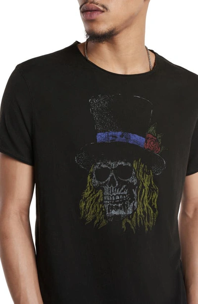 Shop John Varvatos Raw Edge Skull Top Hat Graphic T-shirt In Black