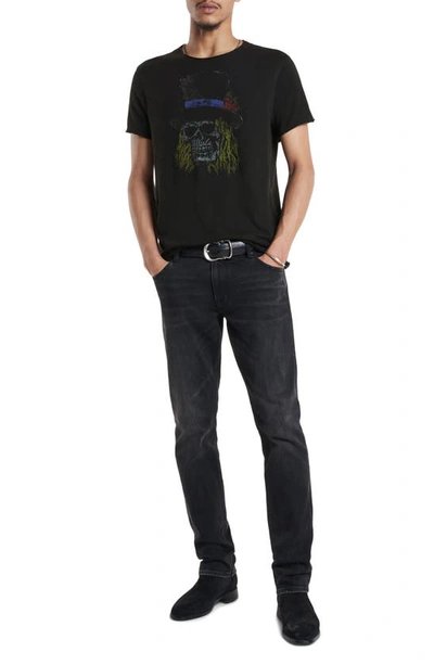 Shop John Varvatos Raw Edge Skull Top Hat Graphic T-shirt In Black