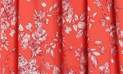 Shop Max Studio Ruffle Collar Print Tiered Maxi Dress In Coral Rosy Toile