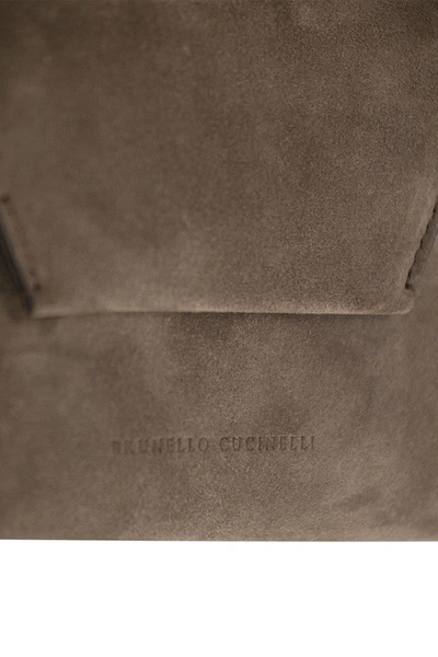 Shop Brunello Cucinelli Suede Envelope Bag In Beige