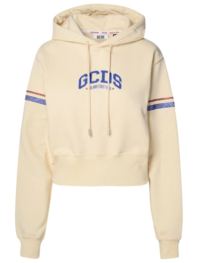 Shop Gcds Ivory Cotton Sweatshirt In Yellow