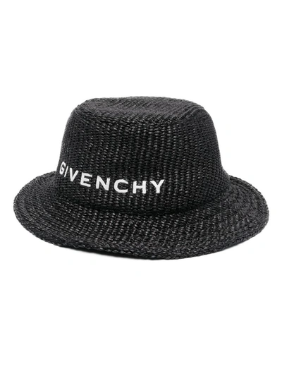 Shop Givenchy Fisherman Hat In Raffia In Black