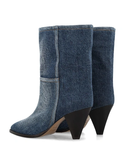 Shop Isabel Marant Rouxa Denim Boots In Washed Blue