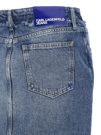 Shop Karl Lagerfeld Maxi Denim Skirt In Blue