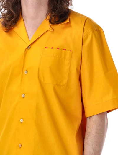 Shop Marni Logo Bowling Shirt In Light Orange